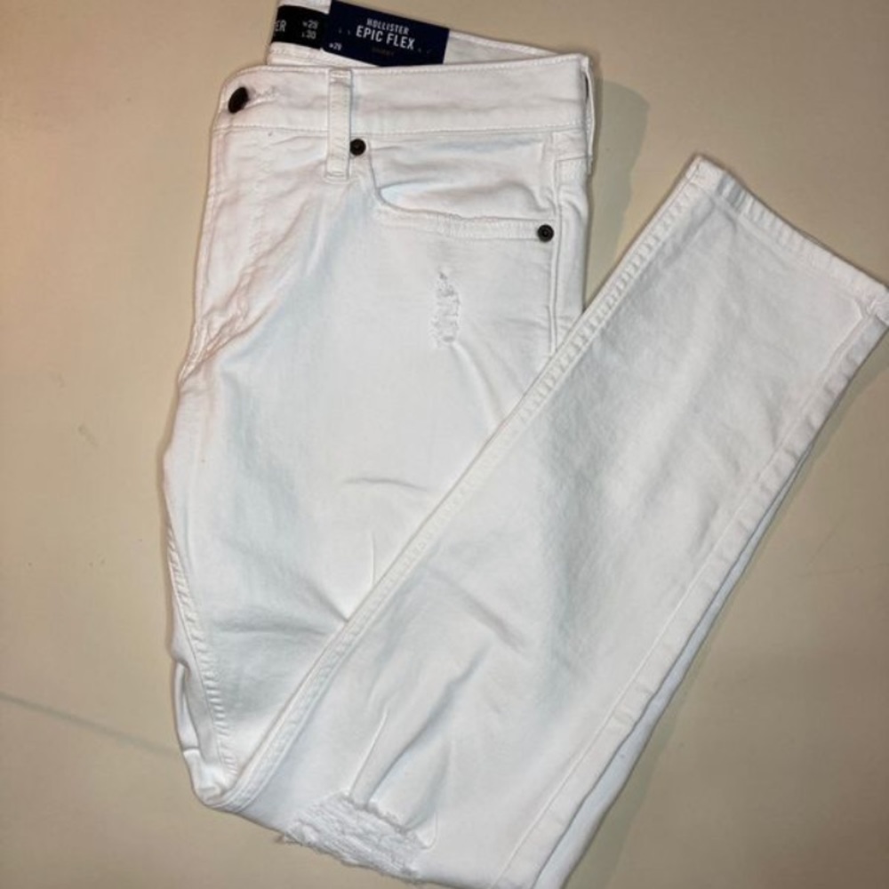 Hollister white ripped pants